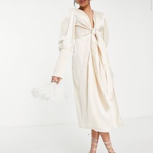 Plunge Tie Midi Dress